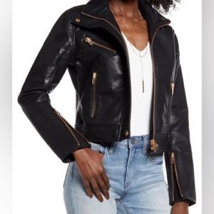 Blanknyc gold zippered vegan leather moto jacket 🖤💛